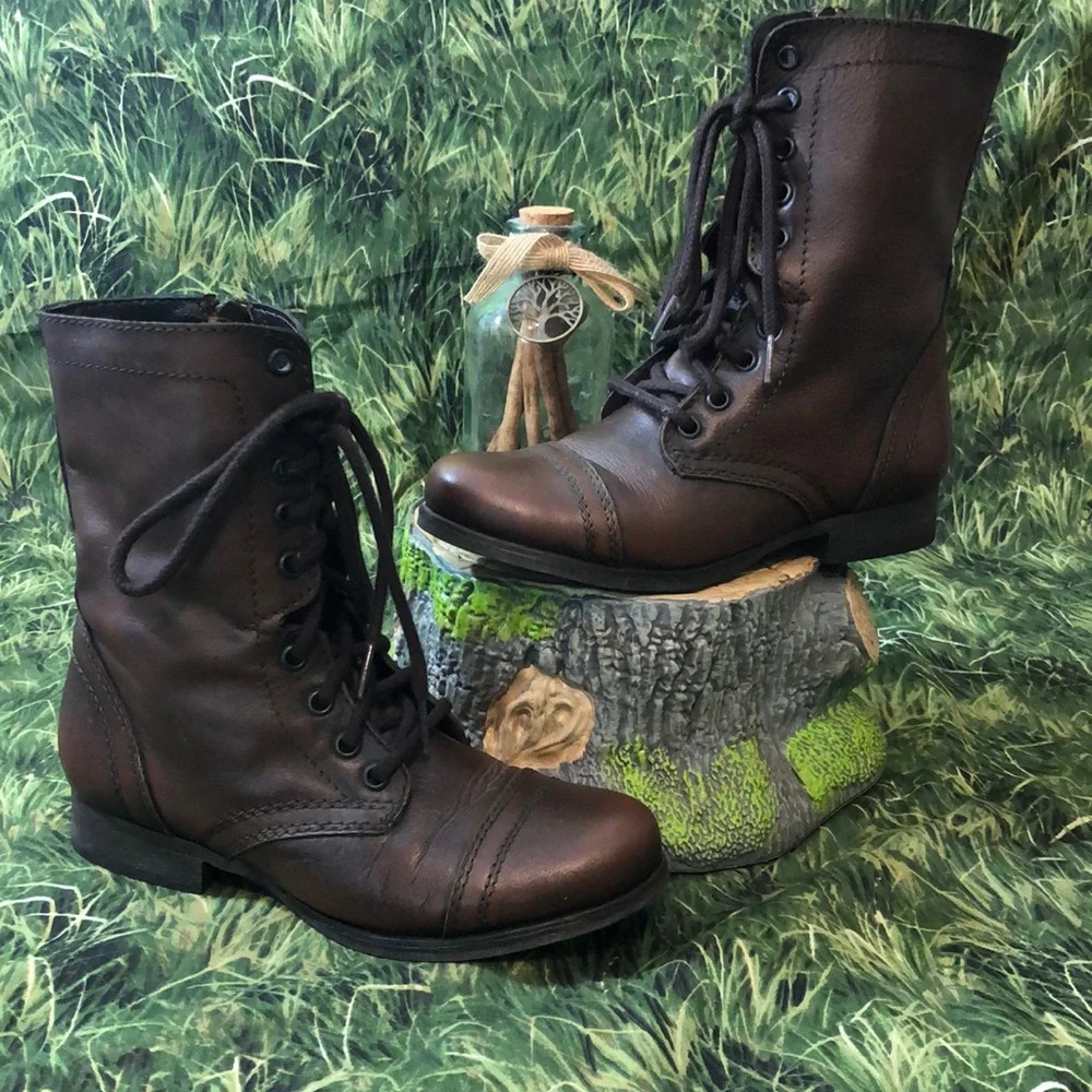 Steve Madden Dark Brown Troopa Boots Size 5 1/2 - Picture 1 of 14